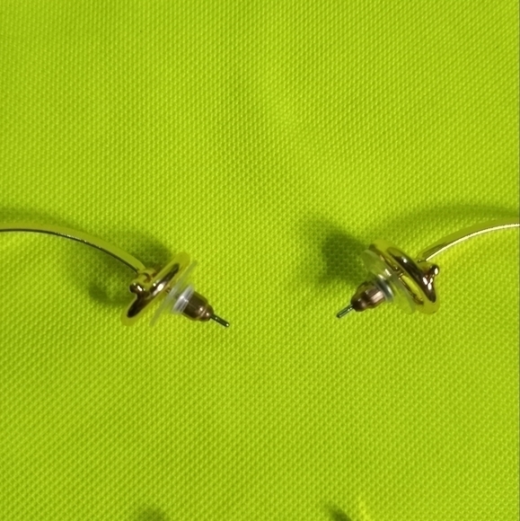 Goldtone large half hoop post earrings - Picture 5 of 5